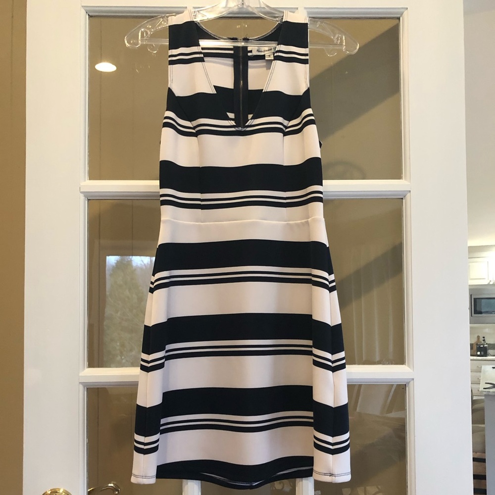Navy Blue and White Striped Dress